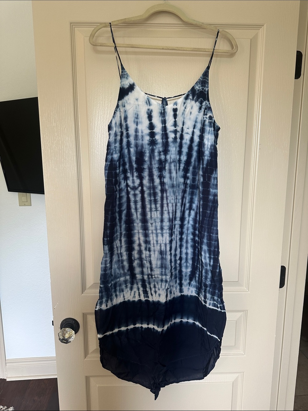 Bella Dahl Navy and White Tie-Dye Midi Dress